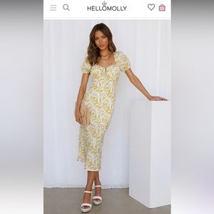Hello Molly Yellow Floral Midi Dress